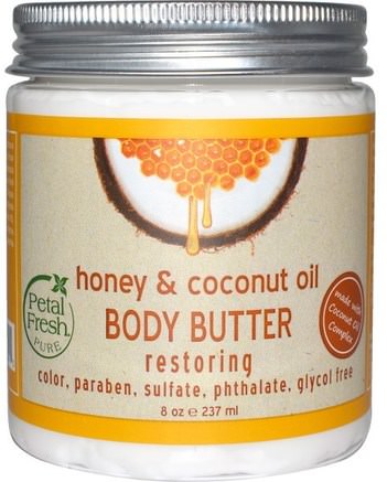 Body Butter, Restoring, Honey & Coconut Oil, 8 oz (237 ml) by Petal Fresh-Hälsa, Hud, Kroppsbrännare