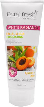 Botanicals, White Radiance Facial Scrub Exfoliating, Apricot & Aloe, 7 fl oz (200 ml) by Petal Fresh-Skönhet, Ansikts Exfoliators, Ansiktsvård, Ansiktsrengöring