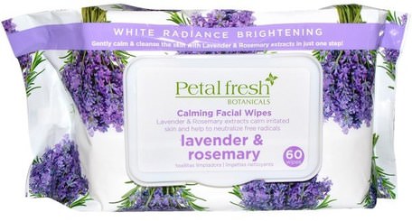 Calming Facial Wipes, Lavender & Rosemary, 60 Wipes by Petal Fresh-Skönhet, Ansiktsvård, Ansiktsservetter