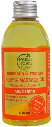 Pure, Body & Massage Oil, Nourishing, Mandarin & Mango, 5.5 oz (163 ml) by Petal Fresh-Hälsa, Hud, Massage Olja, Bad, Skönhet, Aromaterapi Eteriska Oljor, Mandarin Olja