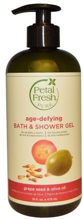 Pure, Moisturizing Bath & Shower Gel, Grape Seed & Olive Oil, 16 fl oz (475 ml) by Petal Fresh-Bad, Skönhet, Hår, Hårbotten, Schampo, Balsam