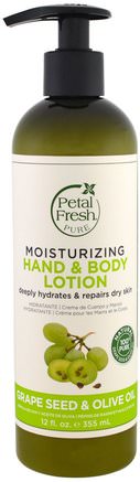 Pure, Moisturizing Hand & Body Lotion, Grape Seed & Olive Oil, 12 fl oz (355 ml) by Petal Fresh-Hälsa, Hud, Kroppslotion