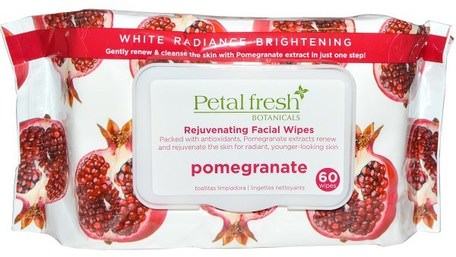 Rejuvenating Facial Wipes, Pomegranate, 60 Wipes by Petal Fresh-Skönhet, Ansiktsvård, Ansiktsservetter