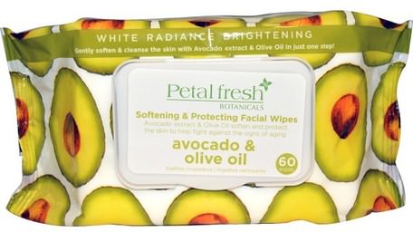 Softening & Protecting Facial Wipes, Avocado & Olive Oil, 60 Wipes by Petal Fresh-Skönhet, Ansiktsvård, Ansiktsservetter