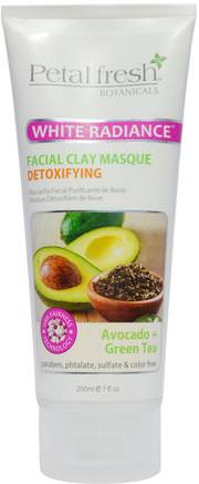 White Radiance Facial Clay Masque, Avocado + Green Tea, 7 fl oz (200 ml) by Petal Fresh-Skönhet, Ansiktsmasker, Lera Masker