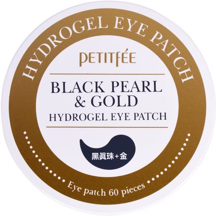 Black Pearl & Gold Hydrogel Eye Patch, 60 Patches by Petitfee-Skönhet, Ansiktsmasker, Arkmaskar, Bad