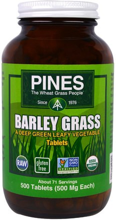 Barley Grass, 500 Tablets by Pines International-Kosttillskott, Superfoods, Korngräs