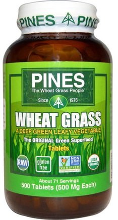 Organic Wheat Grass, 500 mg, 500 Tablets by Pines International-Kosttillskott, Superfoods, Vete Gräs