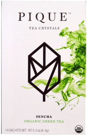 Sencha, Organic Green Tea, 14 Sachets, 0.3 oz (8.4 g) by Pique Tea-Kosttillskott, Antioxidanter, Grönt Te, Mat, Örtte