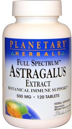 Astragalus Extract, Full Spectrum, 500 mg, 120 Tablets by Planetary Herbals-Hälsa, Kall Influensa Och Virus, Astragalus, Kosttillskott, Adaptogen