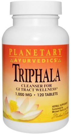 Ayurvedics, Triphala, 1.000 mg, 120 Tablets by Planetary Herbals-Hälsa, Detox, Triphala