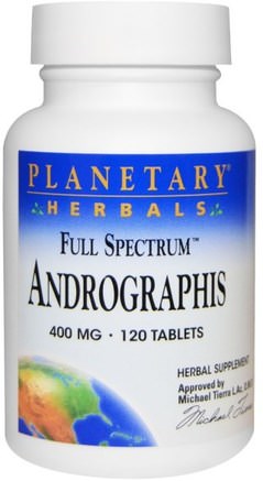 Full Spectrum, Andrographis, 400 mg, 120 Tablets by Planetary Herbals-Kosttillskott, Antibiotika, Andrografier
