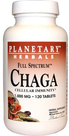 Full Spectrum Chaga, 1.000 mg, 120 Tablets by Planetary Herbals-Kosttillskott, Medicinska Svampar, Chaga Svampar, Svampkapslar