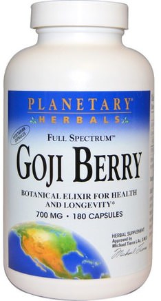 Full Spectrum Goji Berry, 700 mg, 180 Capsules by Planetary Herbals-Kosttillskott, Frukt Extrakt, Goji Extrakt Vätskor, Adaptogen