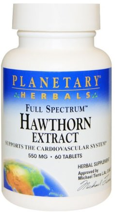 Full Spectrum, Hawthorn Extract, 550 mg, 60 Tablets by Planetary Herbals-Örter, Hagtorn