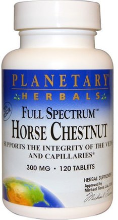 Full Spectrum Horse Chestnut, 300 mg, 120 Tablets by Planetary Herbals-Örter, Hästkastanj