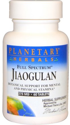 Full Spectrum Jiaogulan, 375 mg, 60 Tablets by Planetary Herbals-Örter, Jiaogulan Eller Gynostemma, Adaptogen