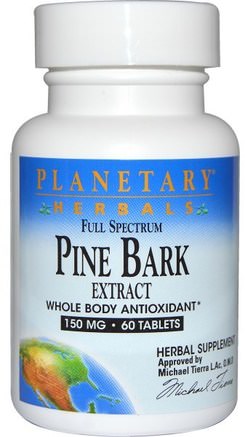 Full Spectrum, Pine Bark Extract, 150 mg, 60 Tablets by Planetary Herbals-Kosttillskott, Antioxidanter, Tallbark Extrakt