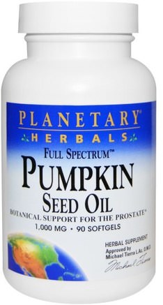 Full Spectrum, Pumpkin Seed Oil, 1.000 mg, 90 Softgels by Planetary Herbals-Kosttillskott, Efa Omega 3 6 9 (Epa Dha), Pumpa Fröolja
