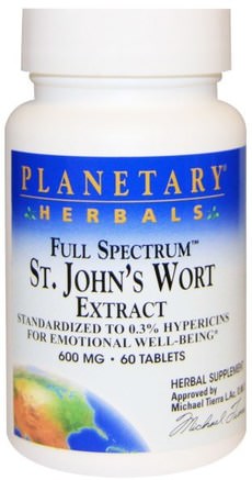 Full Spectrum St. Johns Wort Extract, 600 mg, 60 Tablets by Planetary Herbals-Örter, St. Johns Wort