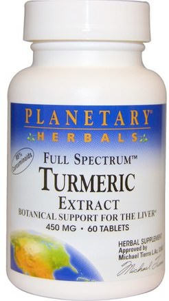 Full Spectrum Turmeric Extract, 450 mg, 60 Tablets by Planetary Herbals-Kosttillskott, Antioxidanter, Curcumin, Gurkmeja