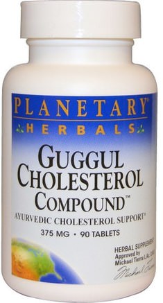 Guggul Cholesterol Compound, 375 mg, 90 Tablets by Planetary Herbals-Hälsa, Detox, Triphala, Örter, Guggul (Commiphora Mukul)