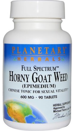 Horny Goat Weed, Full Spectrum, 600 mg, 90 Tablets by Planetary Herbals-Örter, Avena Sativa (Vilda Havre), Avena Sativa Män