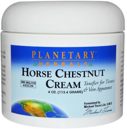 Horse Chestnut Cream, 4 oz (113.4 g) by Planetary Herbals-Örter, Slaktare Kvast, Hästkastanj