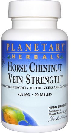 Horse Chestnut, Vein Strength, 705 mg, 90 Tablets by Planetary Herbals-Hälsa, Kvinnor, Åderbråck, Örter, Slaktare Kvast