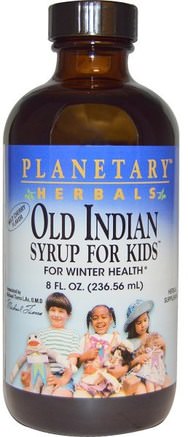 Old Indian Syrup for Kids, Wild Cherry Flavor, 8 fl oz (236.56 ml) by Planetary Herbals-Barns Hälsa, Kall Influensa Hosta, Hälsa
