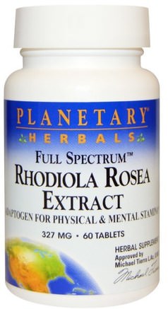 Rhodiola Rosea Extract, Full Spectrum, 327 mg, 60 Tablets by Planetary Herbals-Örter, Rhodiola Rosea, Schizandra (Schisandra)