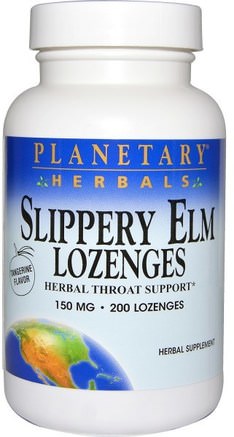 Slippery Elm Lozenges, Tangerine Flavor, 150 mg, 200 Lozenges by Planetary Herbals-Örter, Hala Elm