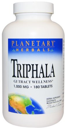 Triphala, GI Tract Wellness, 1.000 mg, 180 Tablets by Planetary Herbals-Hälsa, Detox, Triphala