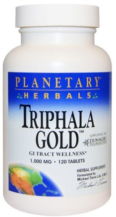 Triphala Gold, GI Tract Wellness, 1.000 mg, 120 Tablets by Planetary Herbals-Hälsa, Detox, Triphala