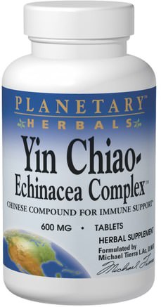 Yin Chiao-Echinacea Complex, 600 mg, 120 Tablets by Planetary Herbals-Kosttillskott, Antibiotika, Echinacea, Örter, Boneset