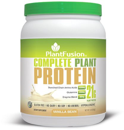 Complete Plant Protein, Vanilla Bean, 1 lb (454 g) by PlantFusion-Kosttillskott, Protein
