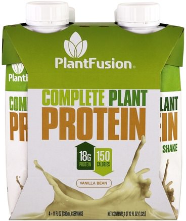 Complete Plant Protein, Vanilla Bean, 4 Pack, 11 fl oz (330 ml) Each by PlantFusion-Sport, Kosttillskott, Protein