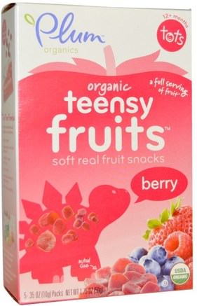 Tots, Organic Teensy Fruits, Berry, 12+ Months, 5 Packs.35 oz (10 g) Each by Plum Organics-Barns Hälsa, Babyfodring, Baby Snacks Och Fingermat, Fruktbett