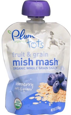 Tots, Fruit & Grain Mish Mash, Blueberry, Oats & Quinoa, 3.17 oz (90 g) by Plum Organics-Barns Hälsa, Babyfodring, Mat, Barnmat