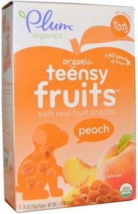 Tots, Organic Teensy Fruits, Peach, 12+ Months, 5 Packs.35 oz (10 g) Each by Plum Organics-Barns Hälsa, Babyfodring, Baby Snacks Och Fingermat, Fruktbett