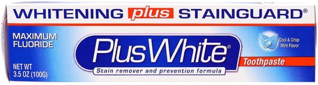 PlusWhite, Whitening Plus Stainguard Toothpaste, Cool & Crisp Mint Flavor, 3.5 oz (100 g) by Plus White-Bad, Skönhet, Tandkräm