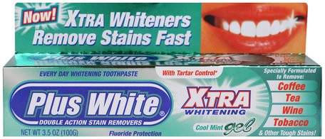 Xtra Whitening with Tartar Control, Cool Mint Gel, 3.5 oz (100 g) by Plus White-Bad, Skönhet, Oral Tandvård, Tandblekning, Tandkräm
