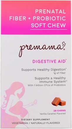 Prenatal Fiber + Probiotic Soft Chew, Digestive Aid, Vanilla Caramel Flavored, 28 Chews by Premama-Kosttillskott, Hälsa, Graviditet