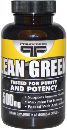 Lean Green, 500 mg, 60 Veggie Caps by Primaforce-Kosttillskott, Antioxidanter, Grönt Te, Viktminskning, Kost, Fettbrännare