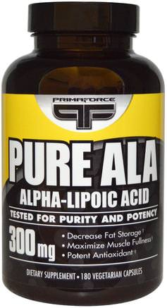 Pure ALA, 300 mg, 180 Veggie Caps by Primaforce-Kosttillskott, Antioxidanter, Alfa-Liposyra, Alfa-Liposyra 300 Mg