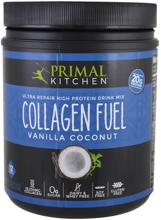 Ultra Repair High Protein Drink Mix, Collagen Fuel, Vanilla Coconut, 14 oz (396 g) by Primal Kitchen-Kosttillskott, Protein, Ben, Osteoporos, Kollagen