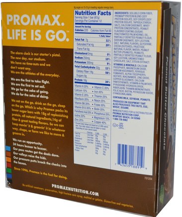 Promax LS, Lower Sugar Energy Bar, Peanut Butter Chocolate, 12 Bars, 2.36 oz (67 g) Each by Promax Nutrition-Sport, Proteinstänger, Matbyte Skakningar