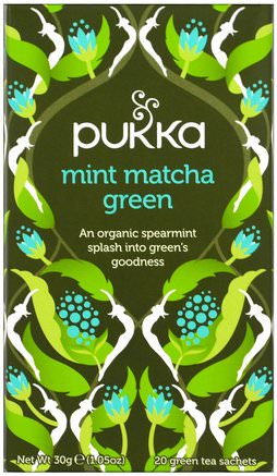 Mint Matcha Green Tea, 20 Green Tea Sachets, 0.05 oz (1.5 g) Each by Pukka Herbs-Kosttillskott, Antioxidanter, Grönt Te, Mat, Örtte