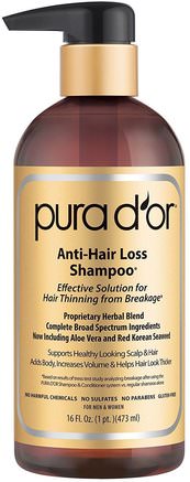 Anti-Hair Loss Shampoo, For Men and Women, All Hair Types, 16 fl oz (473 ml) by Pura Dor-Bad, Skönhet, Hår, Hårbotten, Schampo, Balsam