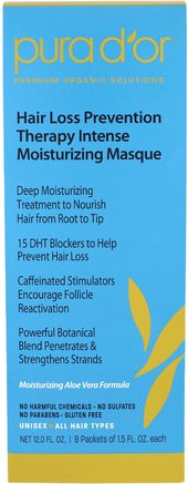 Hair Loss Prevention Therapy Intense Moisturizing Masque, 8 Packets - 1.5 fl oz Each by Pura Dor-Bad, Skönhet, Hår, Hårbotten, Hårförtunning Och Återväxt